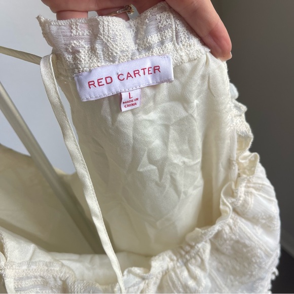 Red Carter Amalia Embroidered Ivory Midi Dress Sz L - Picture 3 of 13